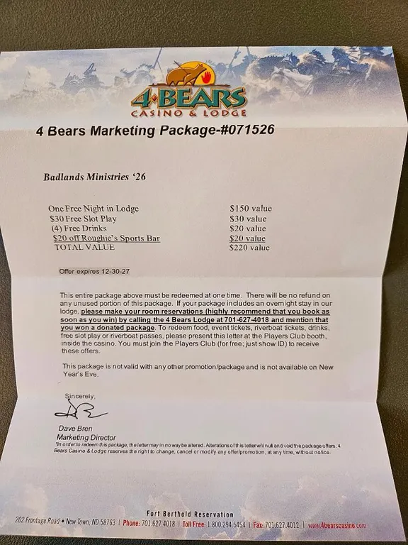 4 Bears Casino Gift Pacakge