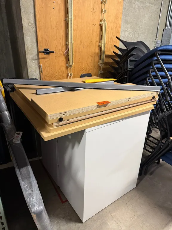 (2) 3-Drawer File Cabinets With Desk (Disassembled)