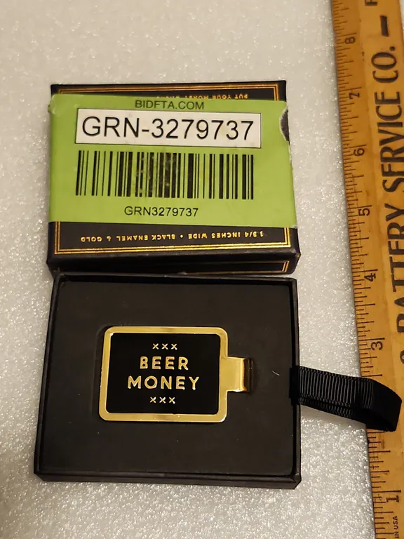 Easy Tiger 1.75" Black Enamel & Gold Beer Money, Money Clip