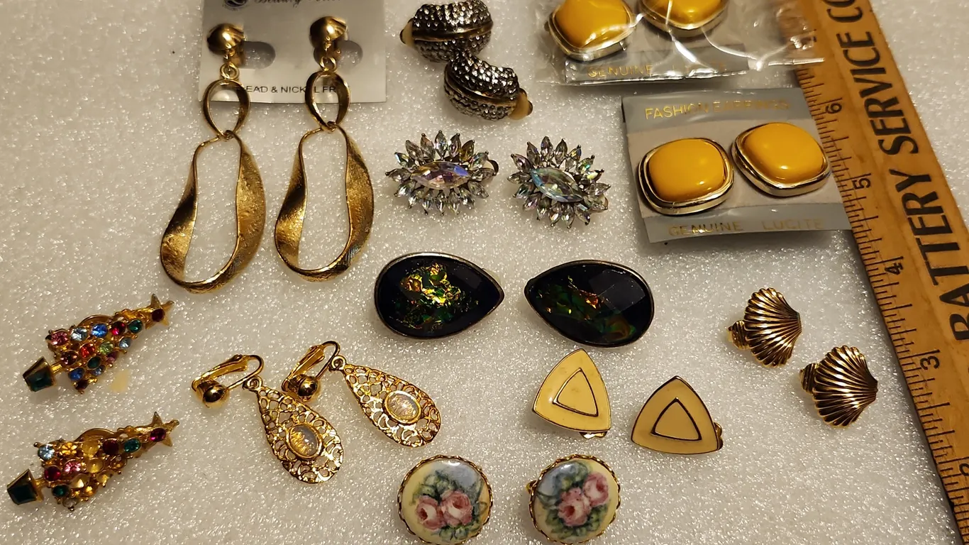 11 Pair Clip On Earrings