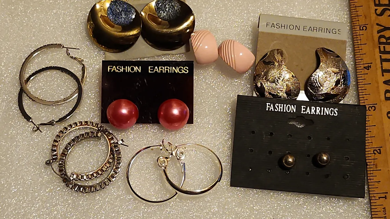 8 Pair Of Pierced Earrings