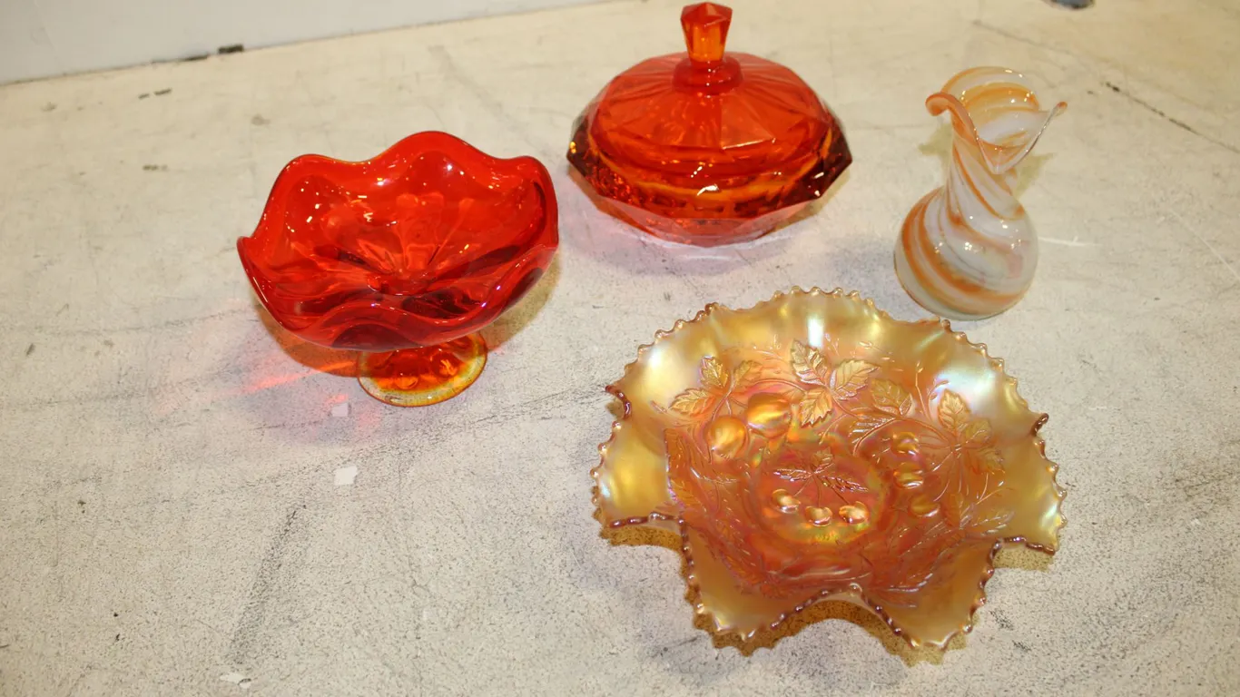 Marigold Carnival & Amberina Art Glass