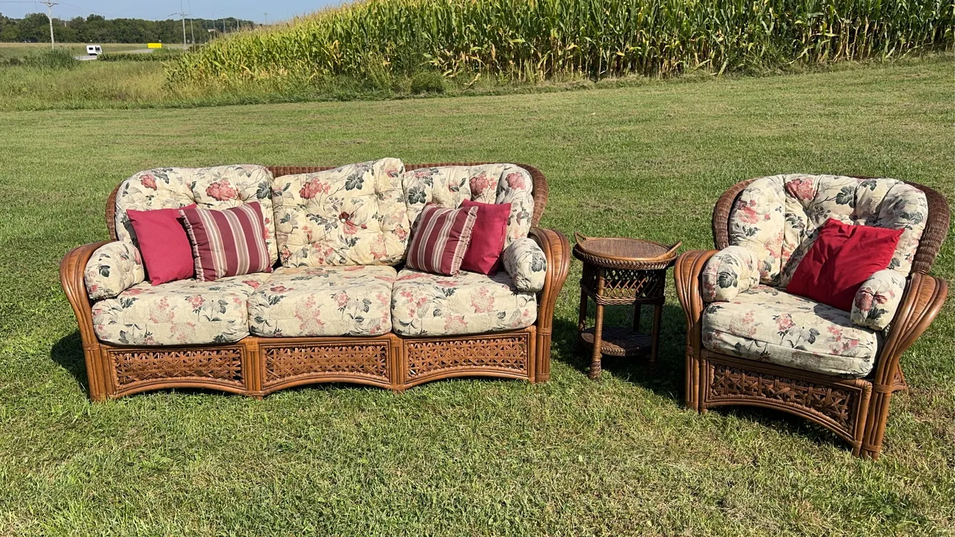 3pc. Rattan Patio Sofa & Chair