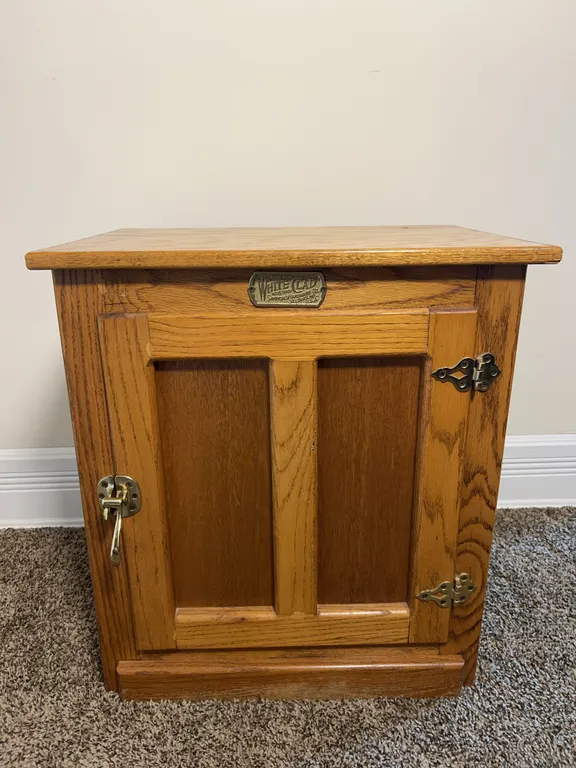 White Clad Oak Ice Box/Side Table