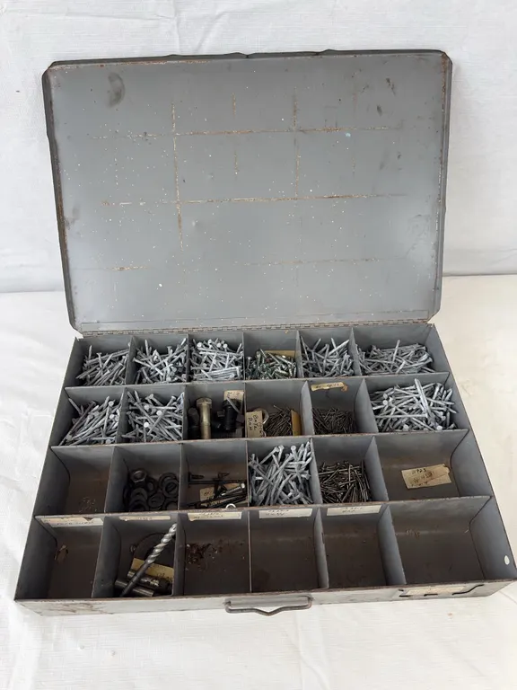 Metal Organizer with Contents