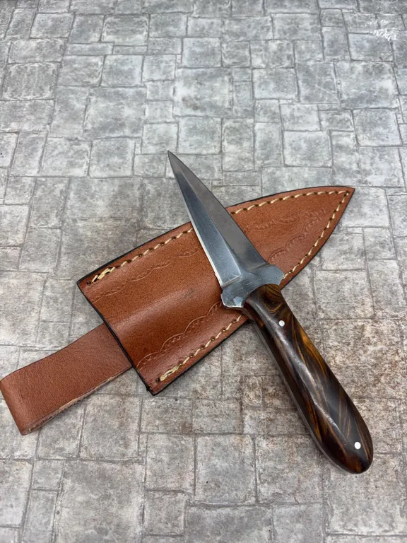 Handmade Stainless Steel Knife with Leather Sheath
