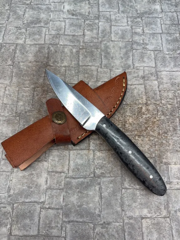 Handmade Stainless Steel Knife with Leather Sheath