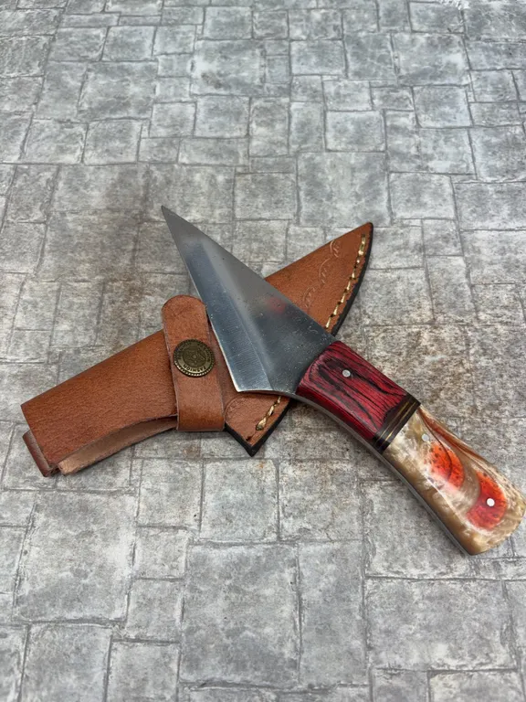 Handmade Stainless Steel Knife with Leather Sheath