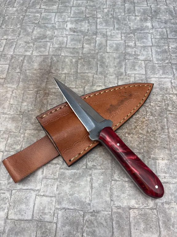 Handmade Stainless Steel Knife with Leather Sheath