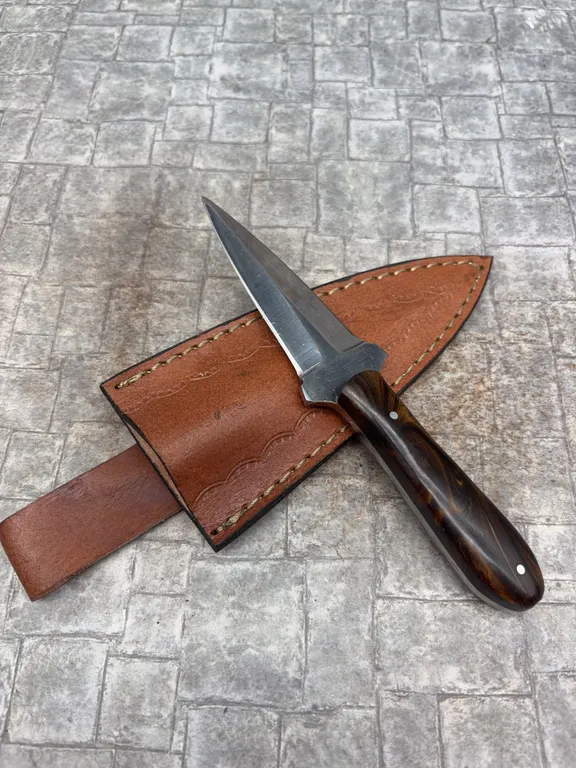 Handmade Stainless Steel Knife with Leather Sheath