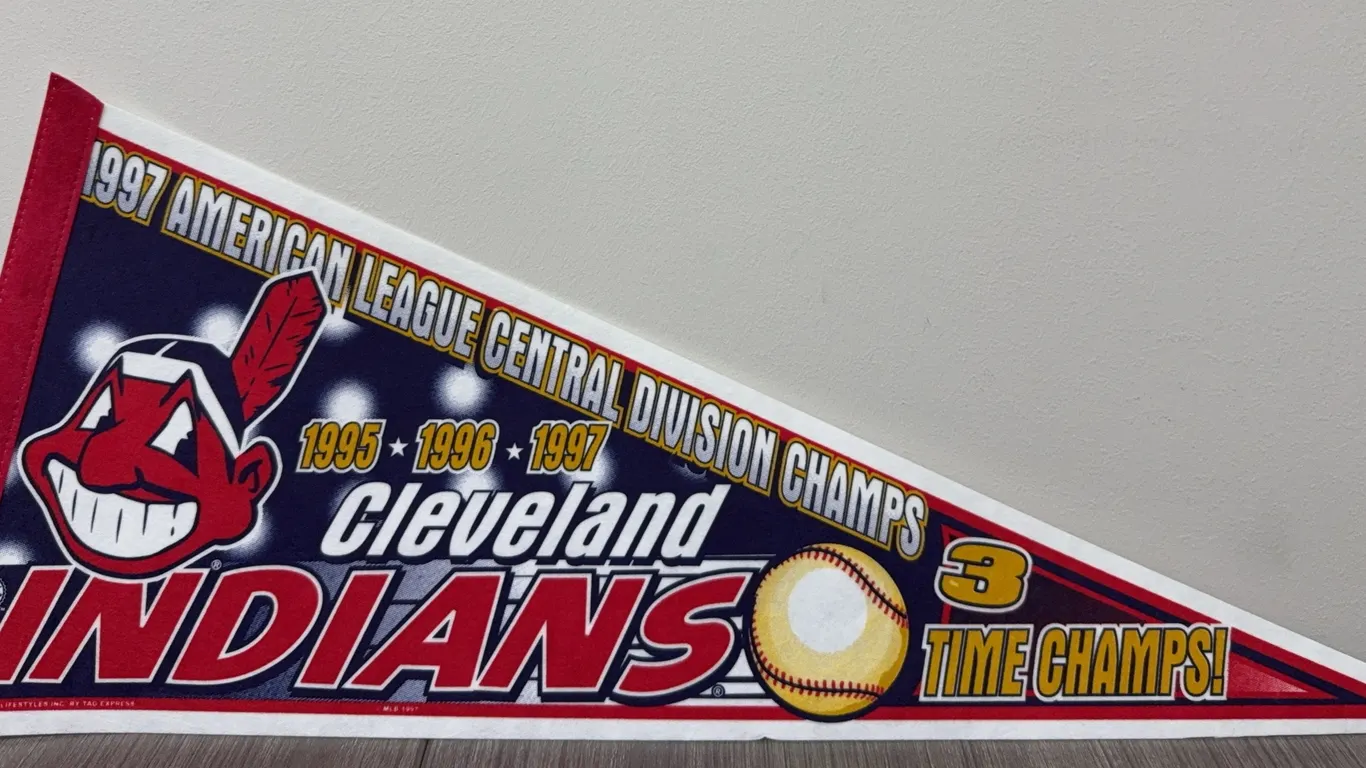 1997 Cleveland Indians 3 Time A.L. Central Division Champions Souvenir Pennant