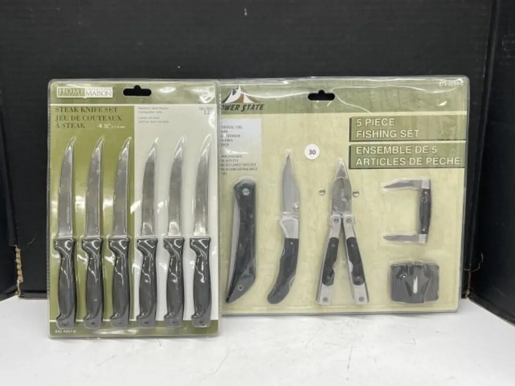 5pc Fishing Set - Unopened & 12 Piece Steak