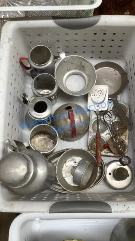 ALUMINUM PIECES - MINI PITCHERS, FUNNEL, BEATER,