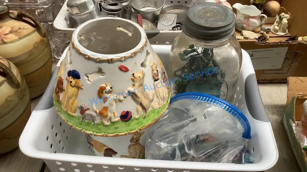 MASON JAR, CANDLE LAMP, FLAT MARBLES, ETC
