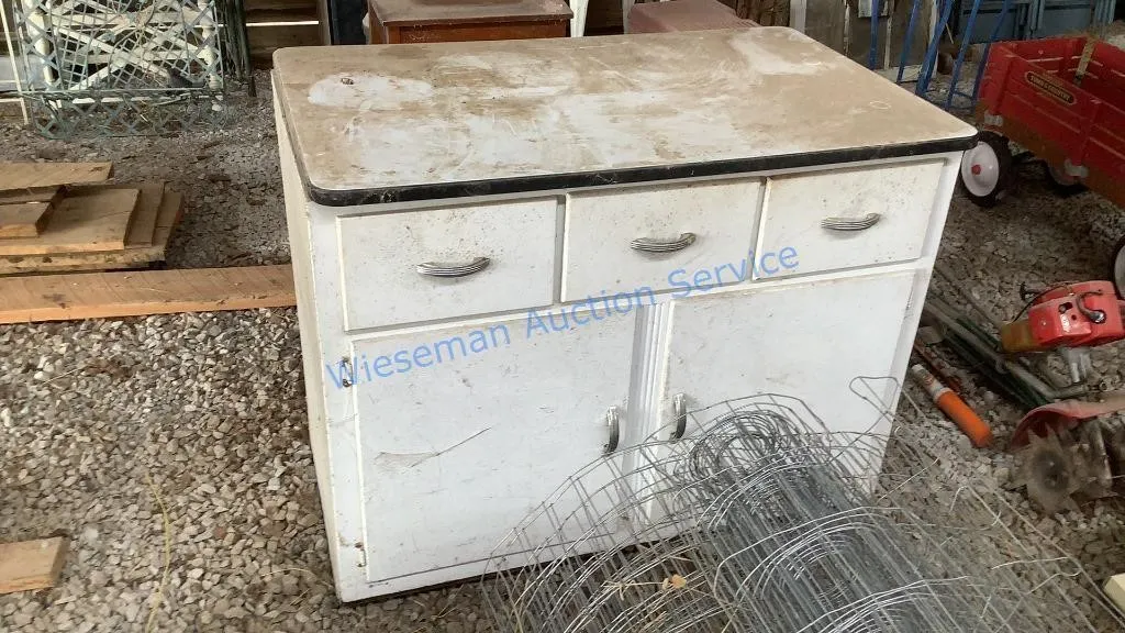 ENAMEL TOP BUFFET SERVER CABINET