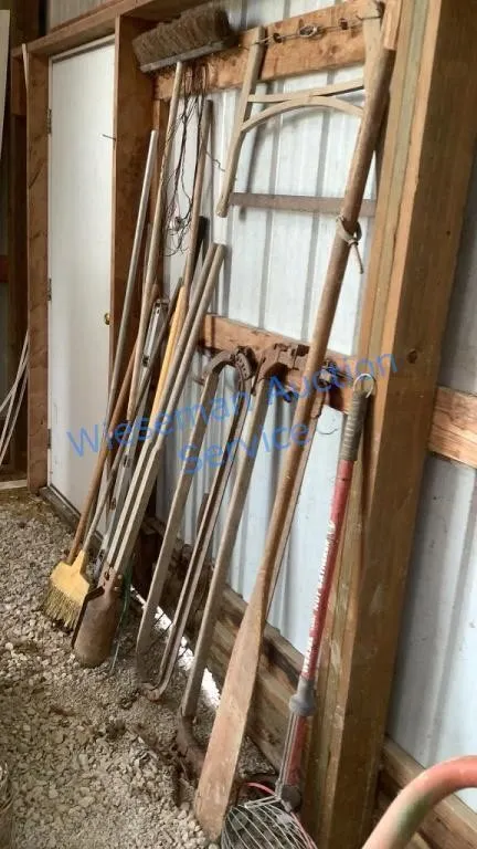 VINTAGE STANCHIONS, BUCK SAW, LONG HANDLED YARD