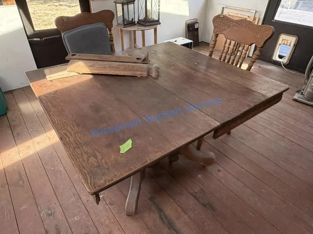 ANTIQUE TABLE WITH TWO CHAIRS