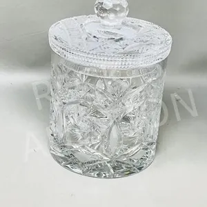 large crystal ice pail w/ lid - 9.5" tall