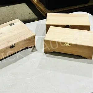 3 hand crafted wood trinket boxes