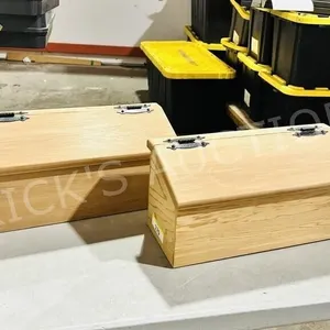 2 hand crafted slant top wood boxes