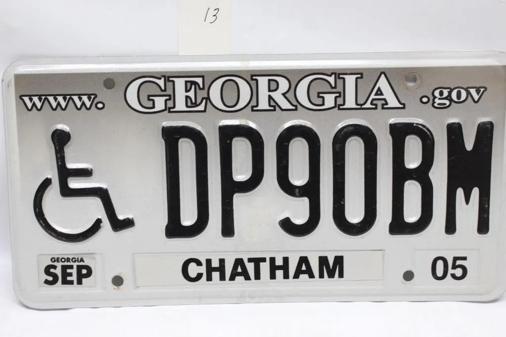 Georgia Chatham County Handicap License Plate
