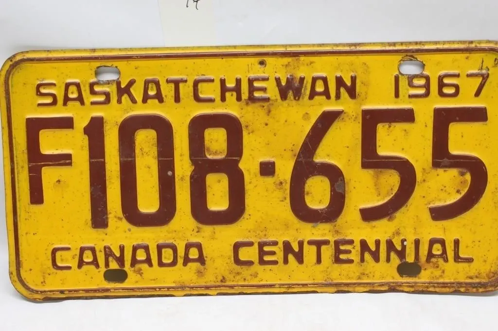 1967 Saskatchewan Canada Centennial License Plate