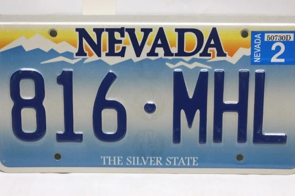Nevada License Plate 816-MHL "Silver State"