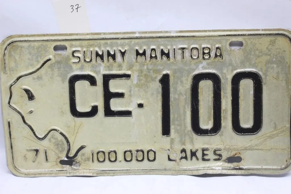 1971 Sunny Manitoba License Plate CE-100