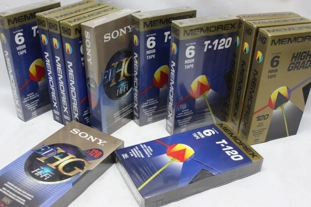 Lot of Blank VHS Tapes - Memorex & Sony T-120