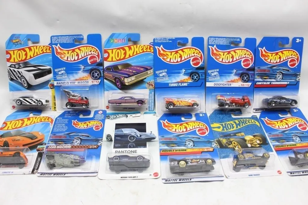 Lot of 12 Hot Wheels Diecast Cars, Carded