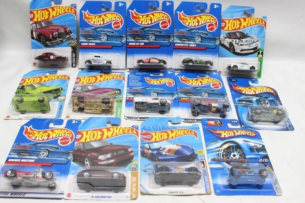 Hot Wheels Diecast Car Lot (14 Cars, Carded)