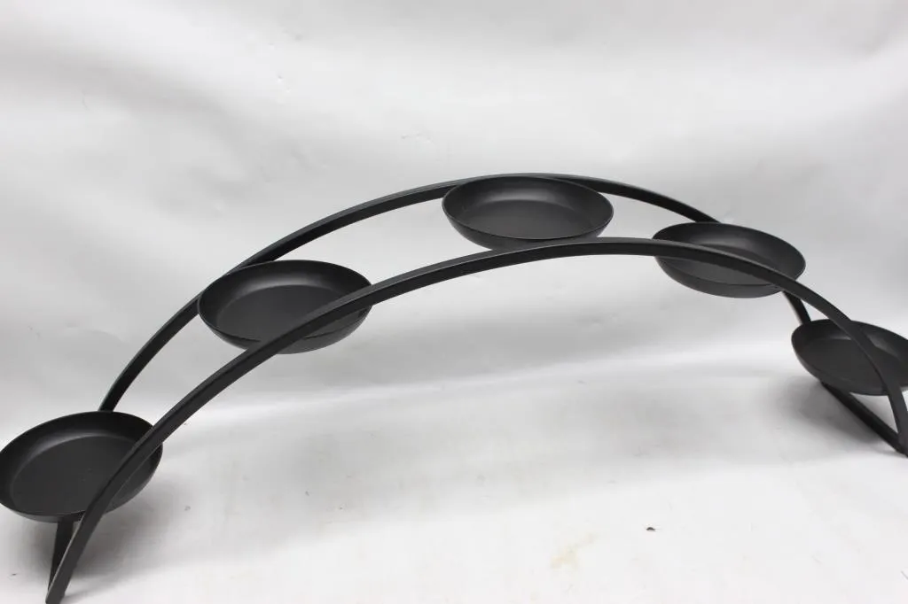 Black Metal Arched 5-Dish Candle/Display Stand