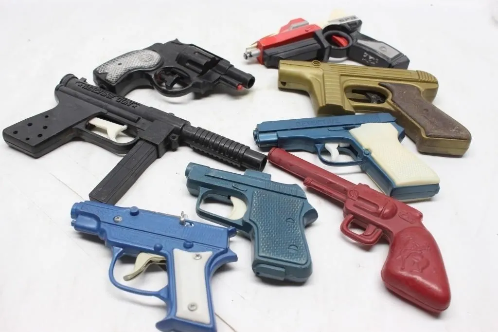 Vintage Plastic Toy Cap Guns, Lot of 9