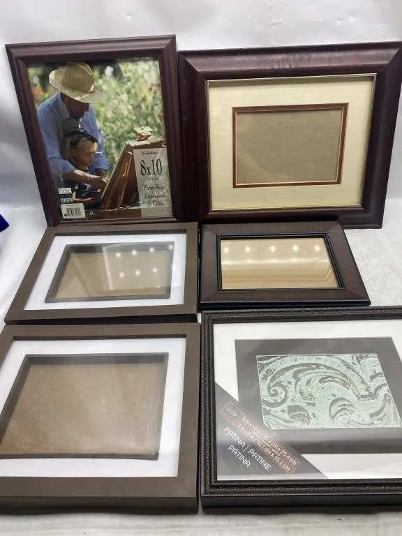 Assorted picture frames, various sizes
