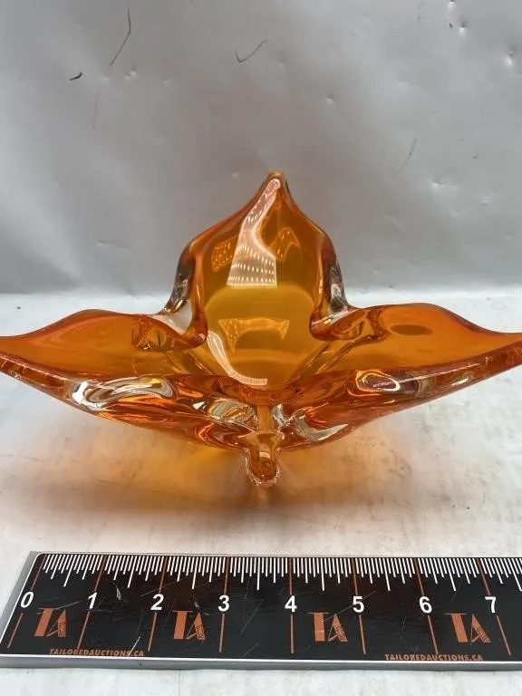 Amber Art Glass Freeform Bowl