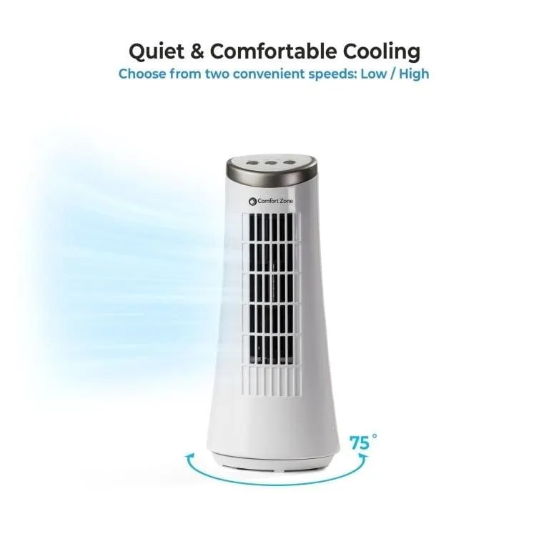 Comfort Zone 12-Inch Oscillating Desktop Tower Fan