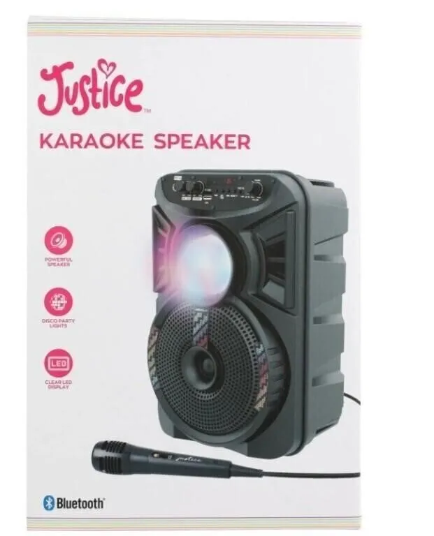 Justice Karaoke speaker with Disco Party Lights