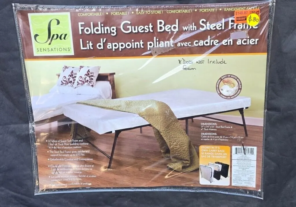 Spa Sensations Folding Guest Bed/Steel Frame Only