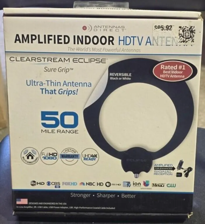 Clearstream ECLIPSE Amplified TV Antenna, 50+ Mill