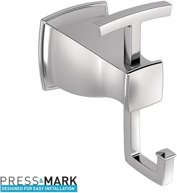 MOEN Hensley Double Robe Hook with Press and Marke