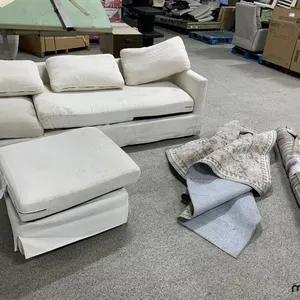 White Sofa, Ottoman & Area Rug Assortment
 UNRESERVED