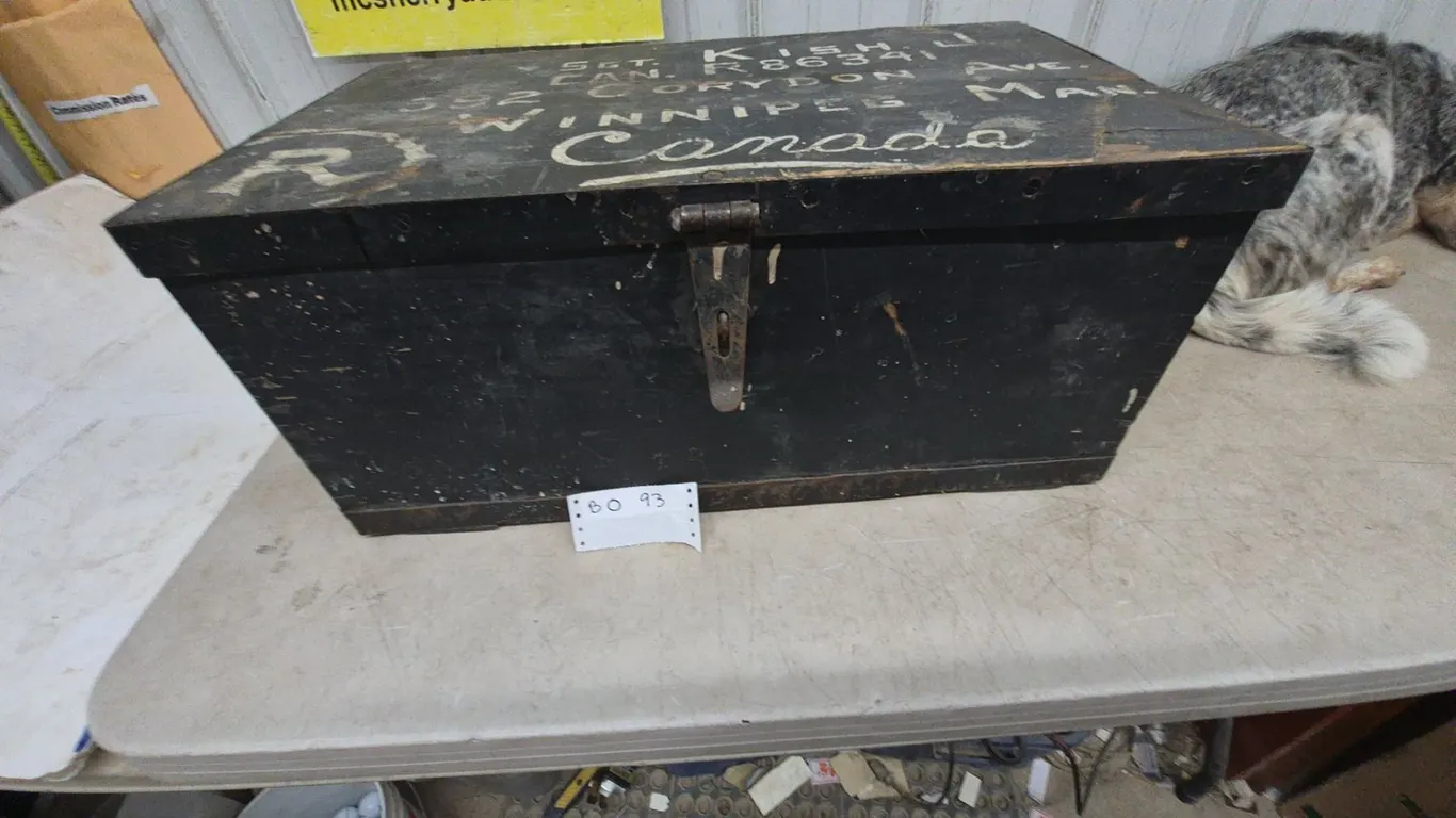 Wooden Military Trunk Marked Sgt. Kish J., Winnipeg