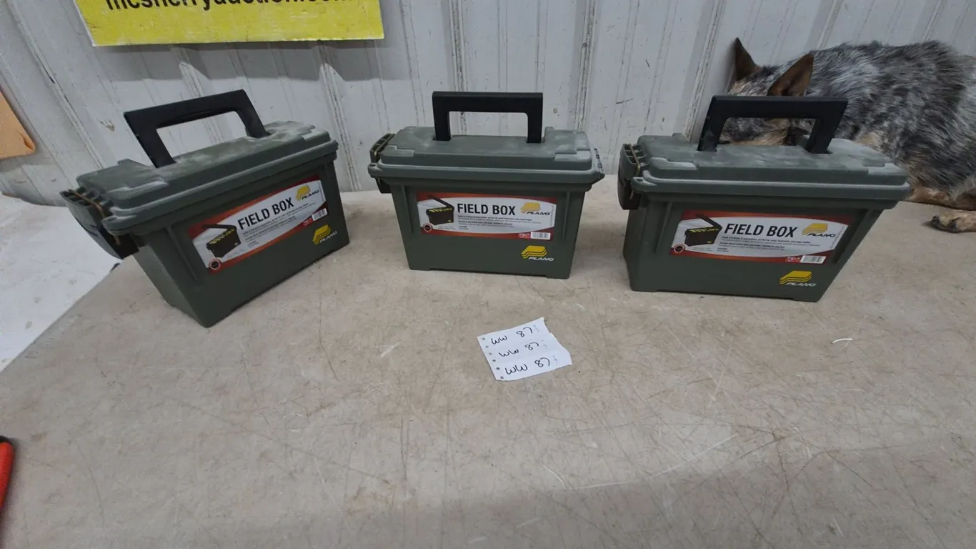 Three Plano Field Boxes with Brass-Bailed Latch