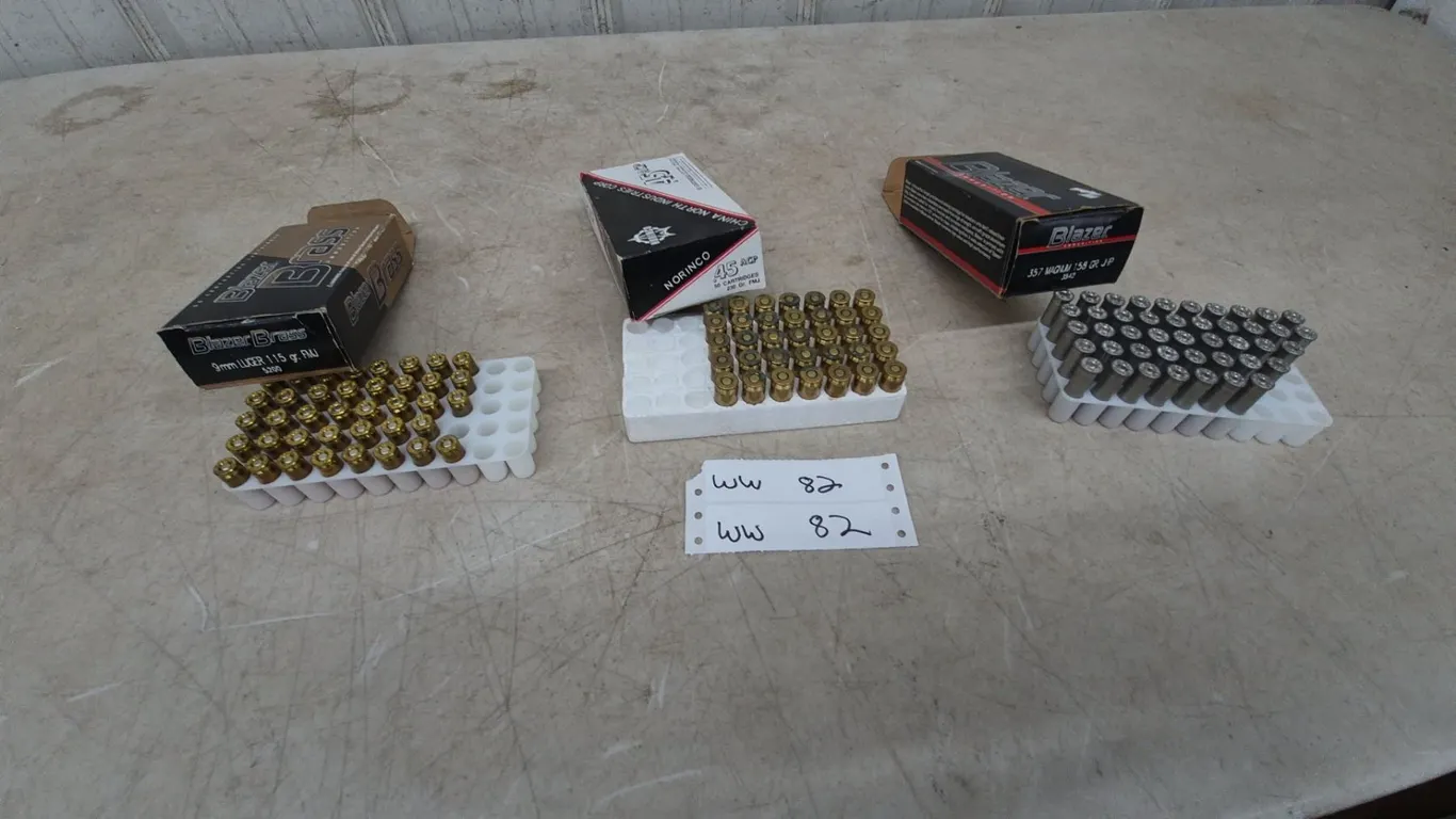 Mixed Ammunition: 9mm Luger, .45 ACP, and .357 Magnum