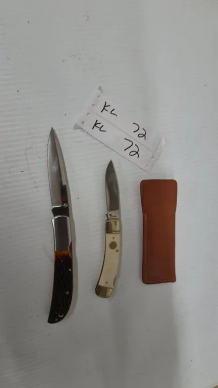 Al Mar and Case XX Folding Knives and Leather Sheath