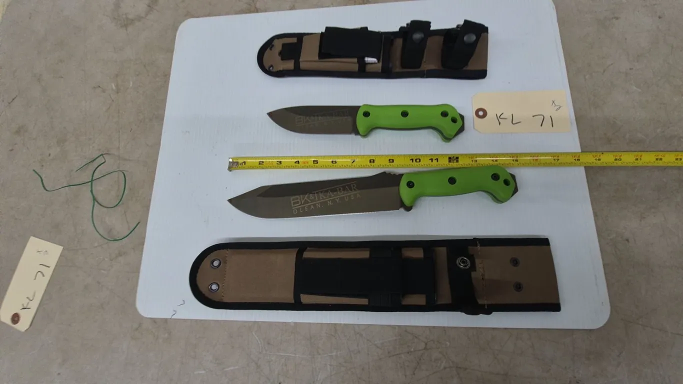Two BK&T KA-BAR Knives: BK2 and BK9, with Two Sheaths