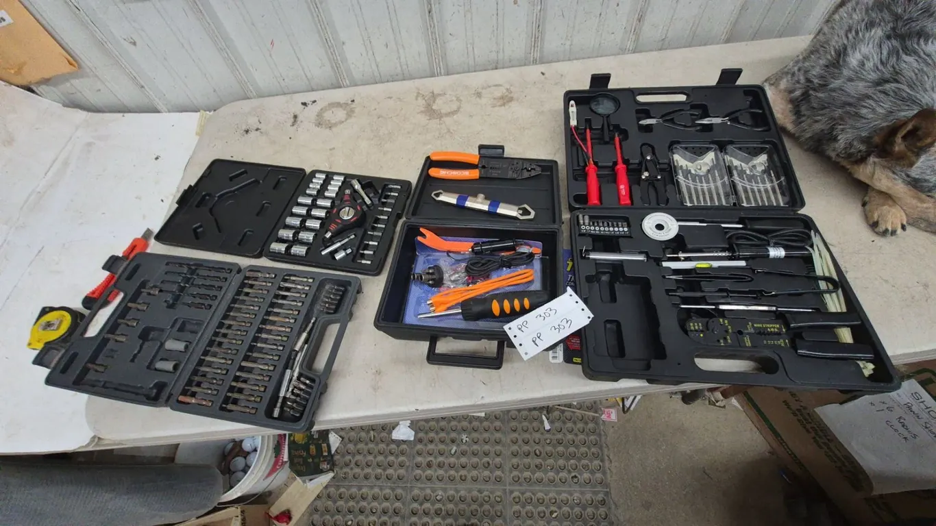 Assorted Tool Kits: Scosche Wire Stripper, Soldering Iron, Multimeter, Socket and Bit Sets