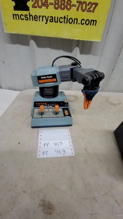 Radio Shack Armatron Robotic Arm and Controller, Tandy, 1980s, with Orange Gripper