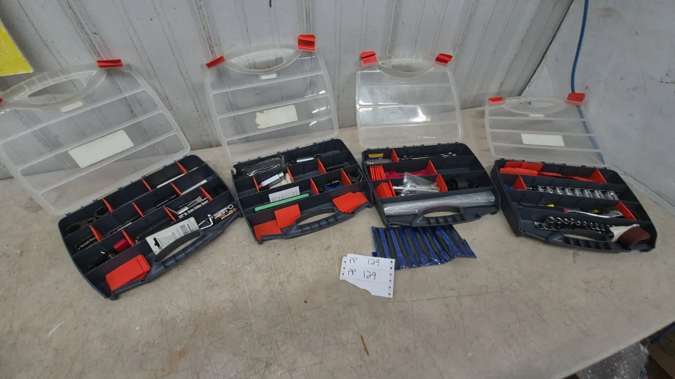 Four Multi-Compartment Tool Organizers with Sockets, Wrenches, Bits, and More punchs most new
