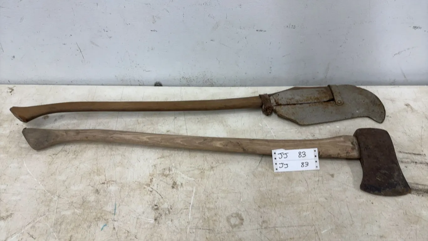 Vintage Axe and Broad Axe with Wood Handles